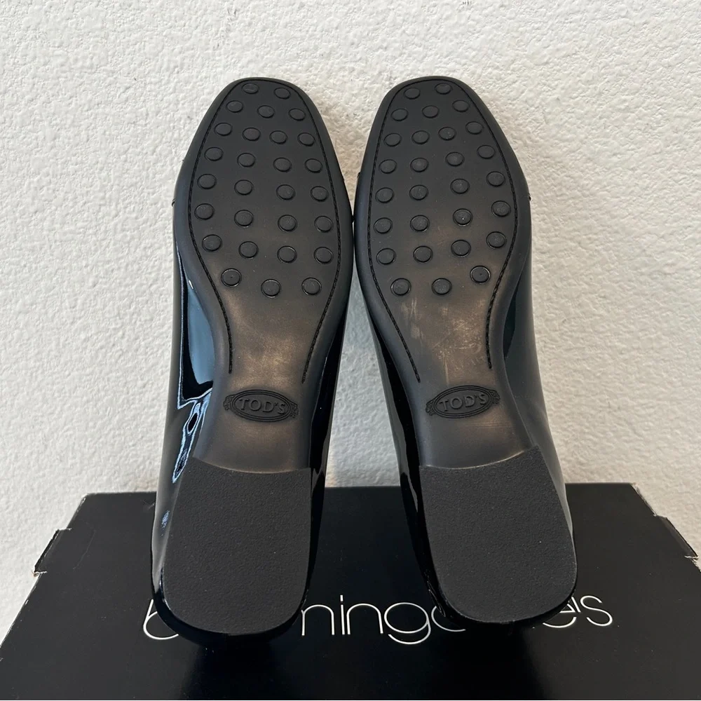 Tod's Link Ballet Flat Black Patent Leather, Size 37, New
